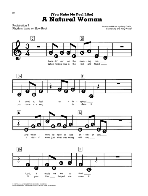 (You Make Me Feel Like) A Natural Woman - Carole King (E-Z Play Today)