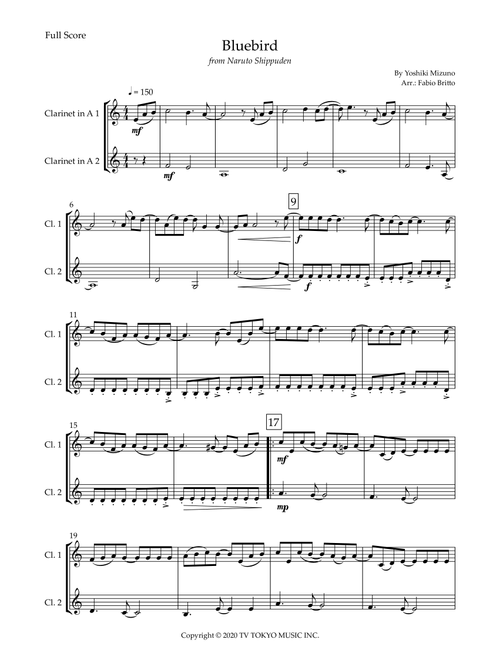 Ikimono Gakari's Blue Bird (Arr. Fabio Britto) - Yoshiki Mizuno (Clarinet Duet)