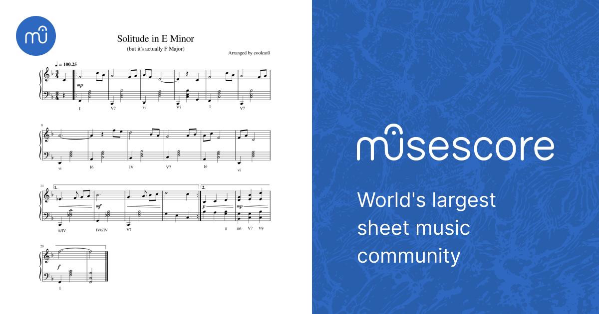 Solitude in E Minor Sheet Music for Piano (Solo) easy | MuseScore.com