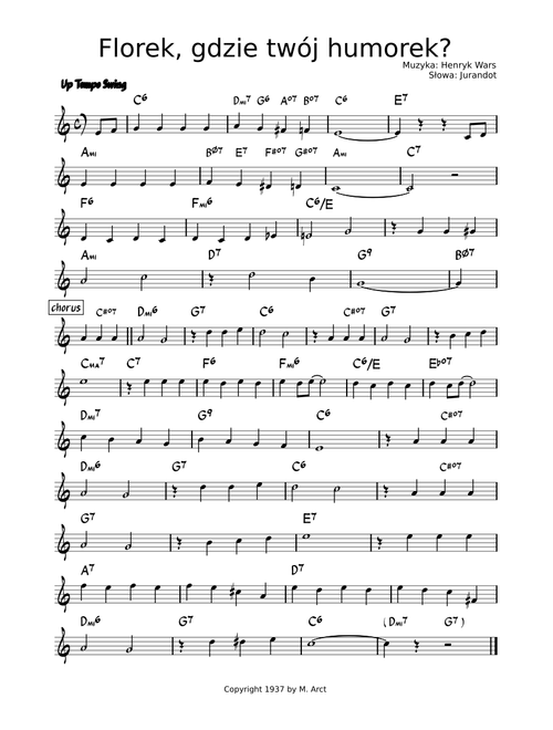 Florek, gdzie twój humorek? – H. Wars / J. Jurandot (LEAD SHEET)