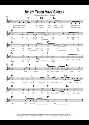Spirit Touch Your Church – Kim Bollinger Sheet Music with Chords for ...