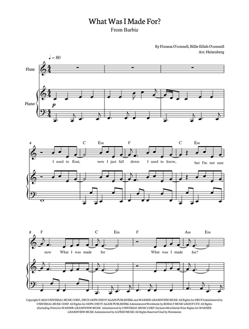 What Was I Made For? (Arr. Heisenberg) - Billie Eilish (Flute and Piano)