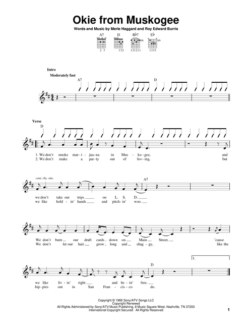 Okie From Muskogee - Merle Haggard (Easy Guitar)