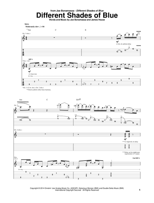 Different Shades Of Blue - Joe Bonamassa (Guitar Tab)