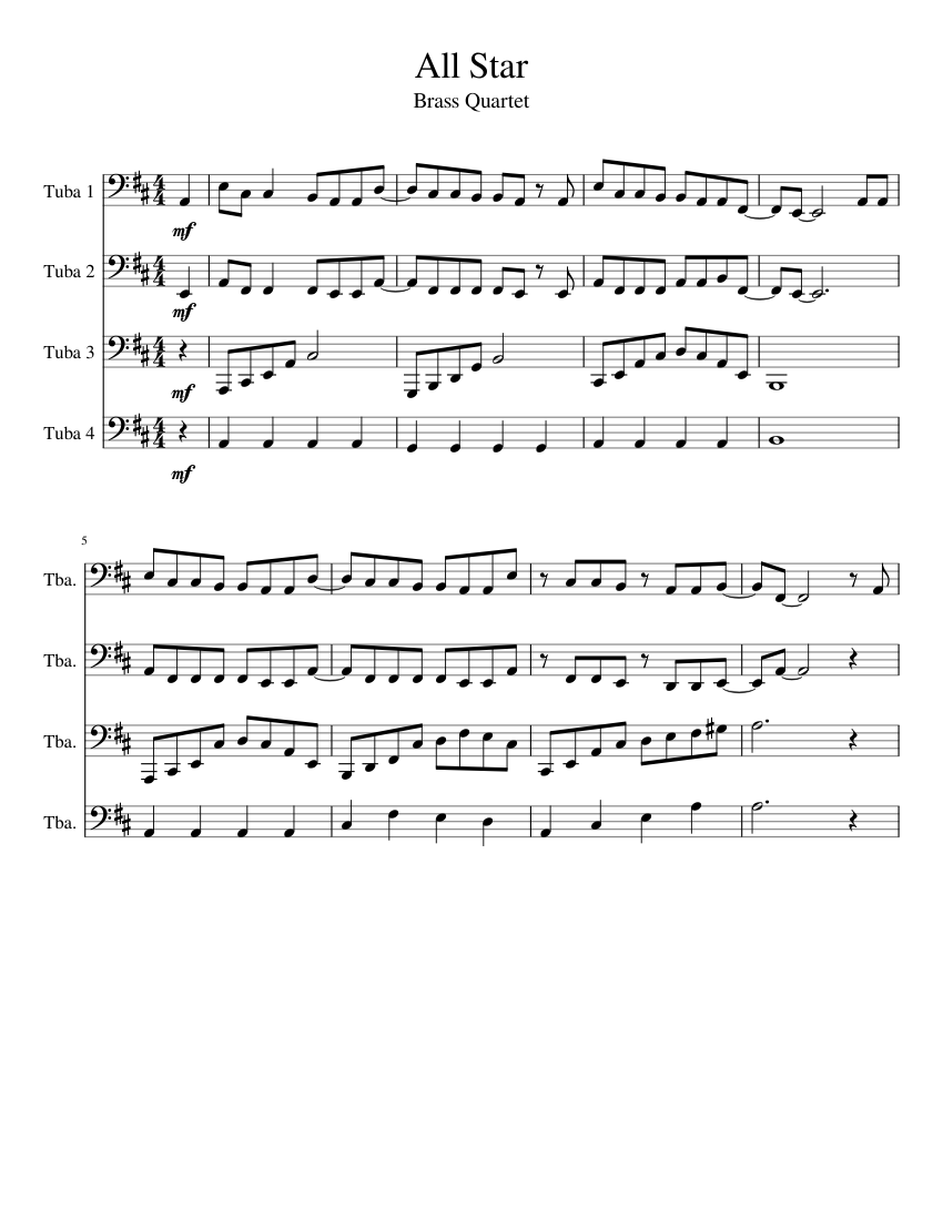 All Star Sheet music for Trombone, Tuba, Trumpet other (Brass Ensemble
