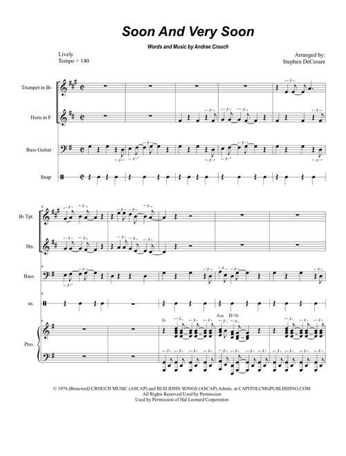 Soon And Very Soon (Arr. Stephen DeCesare) - Andrae Crouch (Instrumental Duet and Piano)