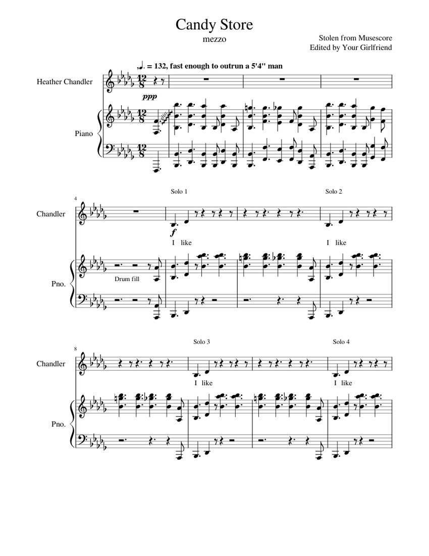 candy store mezzo track Sheet music for Piano, Flute (Solo)