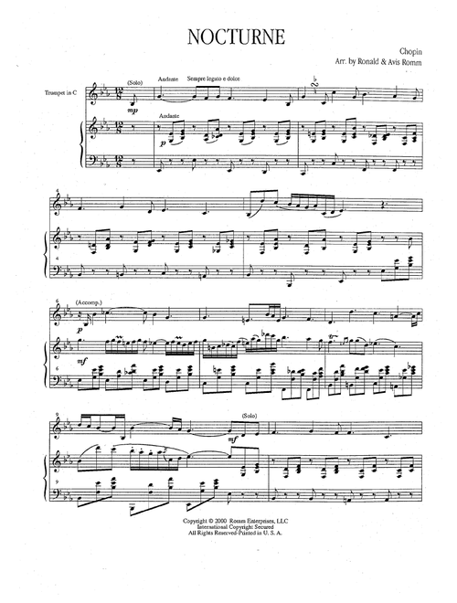 Nocturne (Arr. Ronald and Avis Romm) - Chopin (Trumpet and Piano)