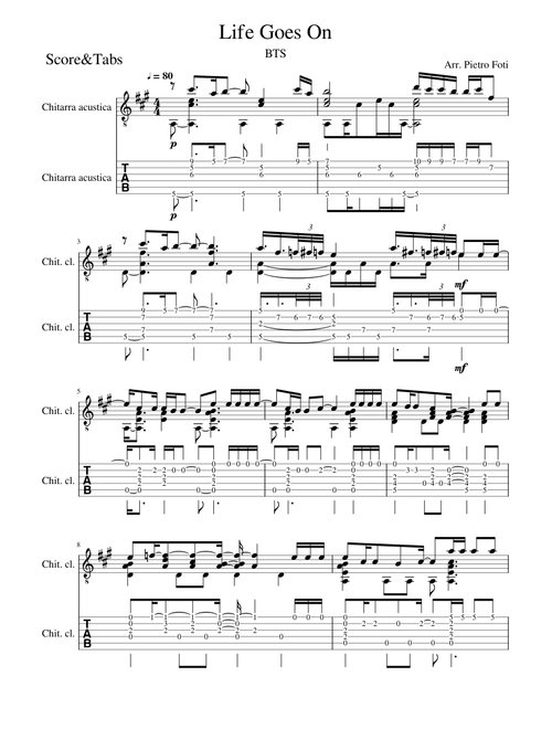 BTS - Life Goes On (Score & Tabs)