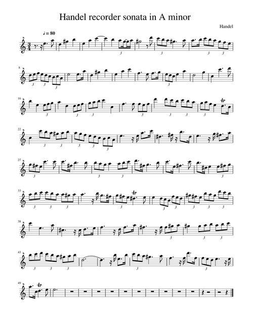 Handel Recorder Sonata in A Minor