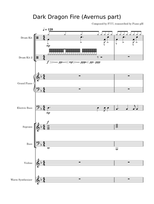 Dark Dragon Fire - F-777 (Avernus Part) - Piano pH accurate transcription