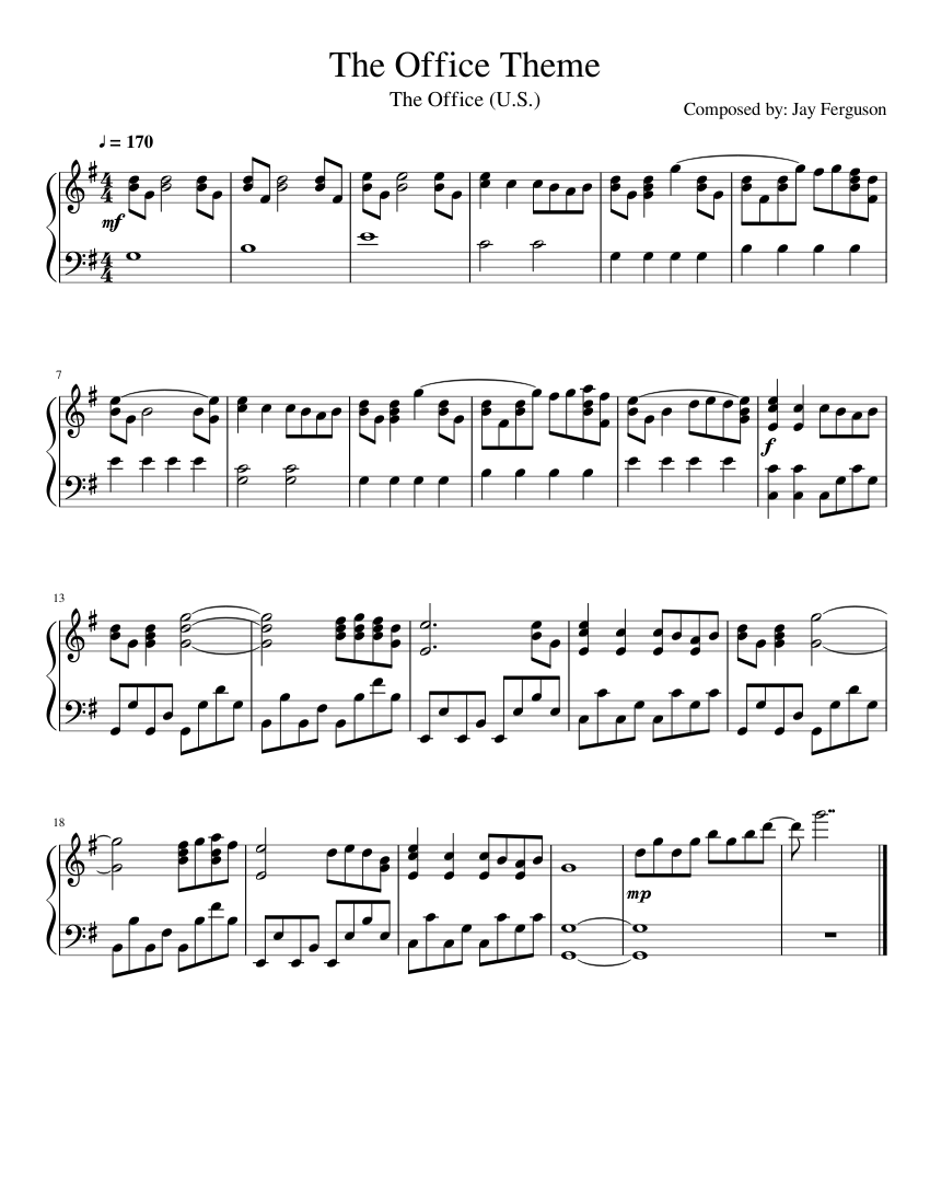 The Office Theme Sheet music for Piano (Solo) 