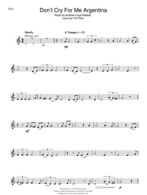 Don't Cry For Me Argentina (from Evita) - Madonna (Flute Solo)