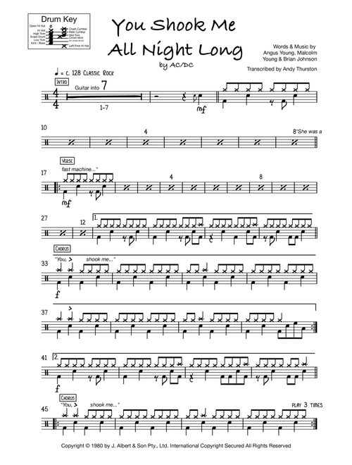 You Shook Me All Night Long (Arr. Andy Thurston) - AC/DC (Drums)