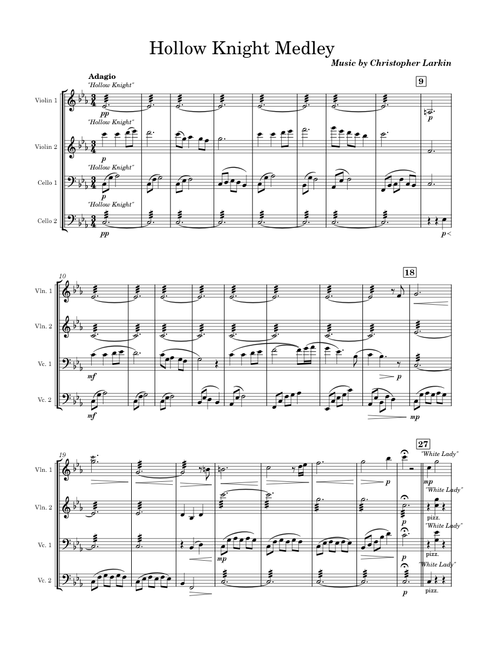 Hollow Knight Medley, Song Collection – Christopher Larkin Hollow Knight Medley 2vln 2cello