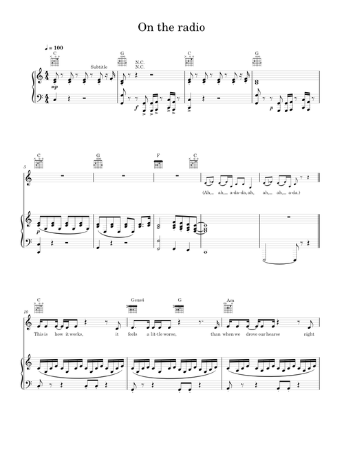 On the radio - Regina Spektor (Piano-Voice-Guitar)