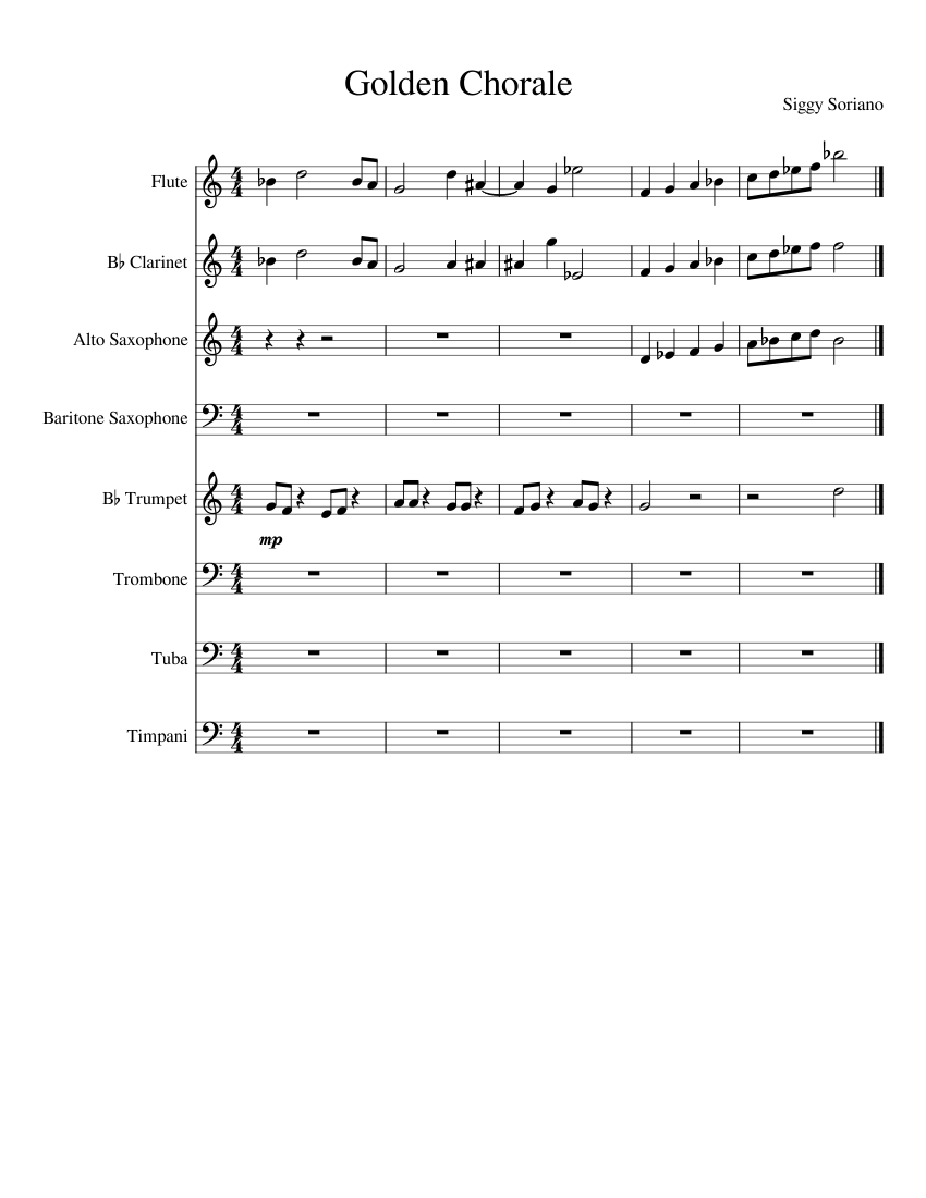 FIRST ATTEMPT Sheet Music for Trombone, Tuba, Flute, Clarinet in b-flat ...