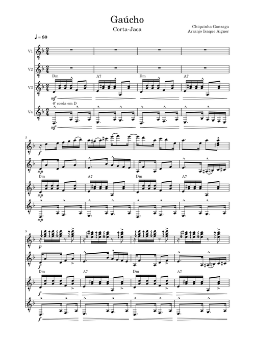 Corta-Jaca (Gaúcho) – Chiquinha Gonzaga (For Guitar Quartet)