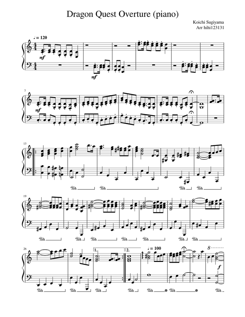アート・デザイン・音楽 DRAGON QUEST PIANO SOLO ALBUM 1 Dragon Quest Overture (piano) Sheet Music for Piano (Solo