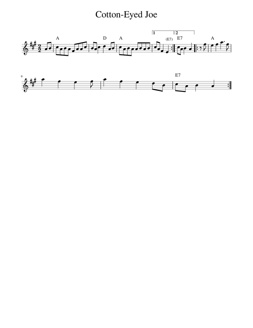 Cotton-Eyed Joe Sheet music for Piano (Solo) | Musescore.com