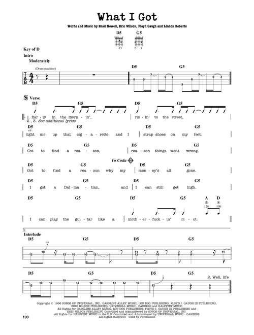 What I Got - Sublime (Guitar Lead Sheet)