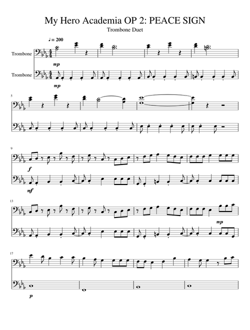 My Hero Academia OP 2 -Trombone Duet