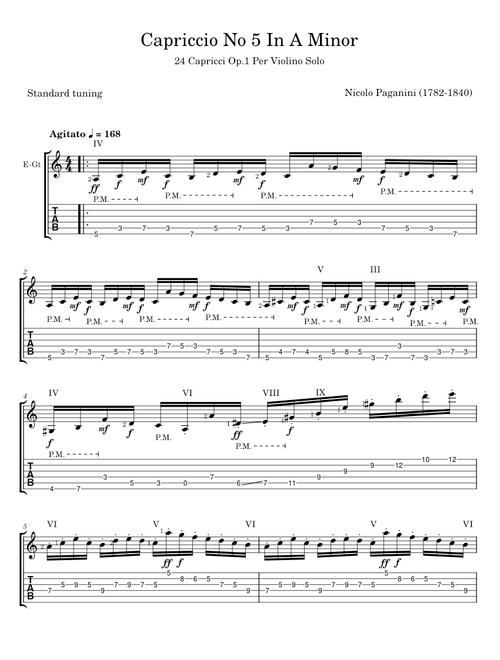 Capriccio No 5 In A Minor - Nicolo Paganini