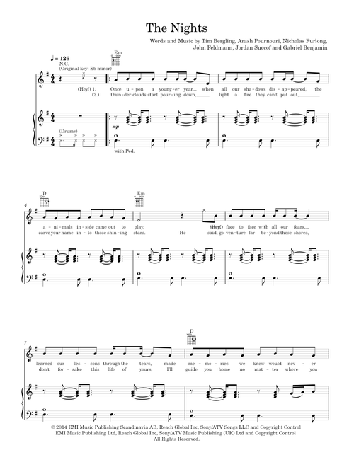 The nights - Avicii (Piano-Voice)