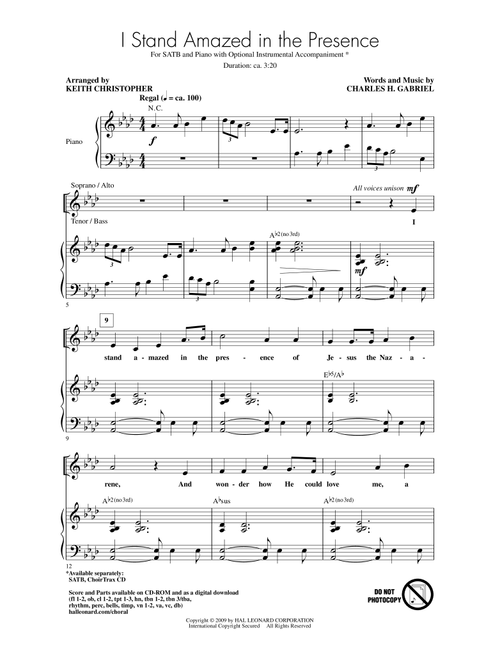 I Stand Amazed In The Presence (Arr. Keith Christopher) - Charles H Gabriel (Choral, SATB)