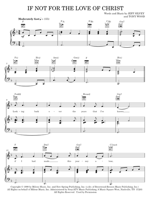 If not for the love of christ - The Oak Ridge Boys (Piano-Vocal-Guitar)