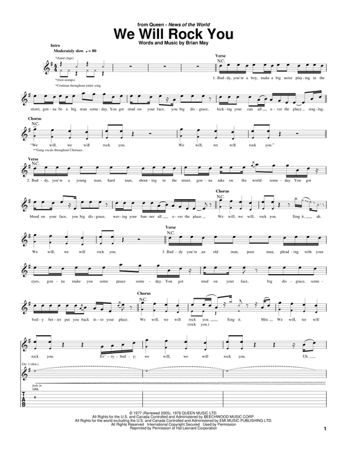 We Will Rock You - Queen (Guitar Tab)