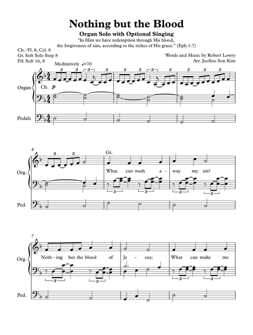 Nothing but the Blood (Arr. JooSoo Son Kim) - Robert Lowry (Instrumental Solo)