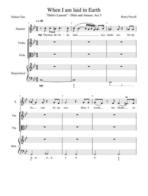 Henry Purcell: "When I am laid" (aka "Dido's Lament" from Act 3 of "Dido and Aeneas")