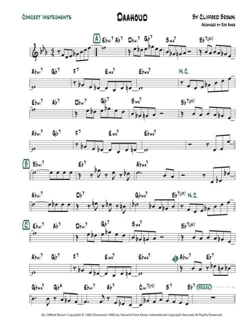 Daahoud (Arr. Rob Ames) - Clifford Brown (Lead Sheet - Fake Book)