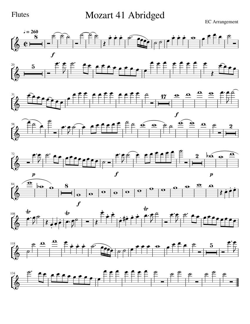 Mozart 41 Abridged-Flutes Sheet Music for Flute (Solo) | MuseScore.com Mozart 41 Abridged-Flutes Sheet Music for Flute (Solo) | MuseScore.com