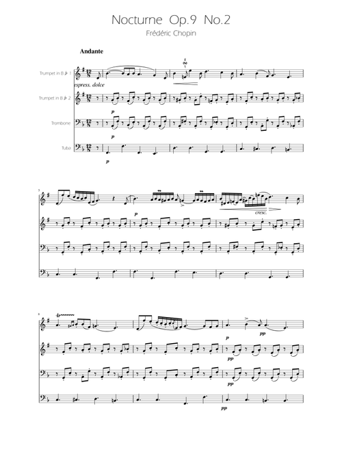Chopin - Nocturne op.9 No.2 - Brass Quartet (Arr. Ygor Nunes) - Fédéric Chopin (Brass Ensemble)