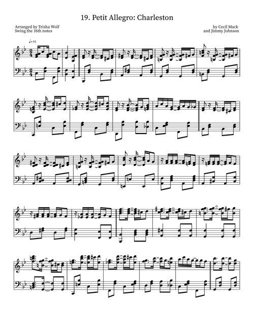 Charleston (Petit Allegro) (Arr. Trisha Wolf) - Cecil Mack, Jimmy Johnson (Piano Solo)