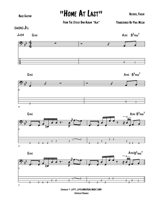 Home At Last (Arr. Accubass) - Steely Dan (Bass Tab)