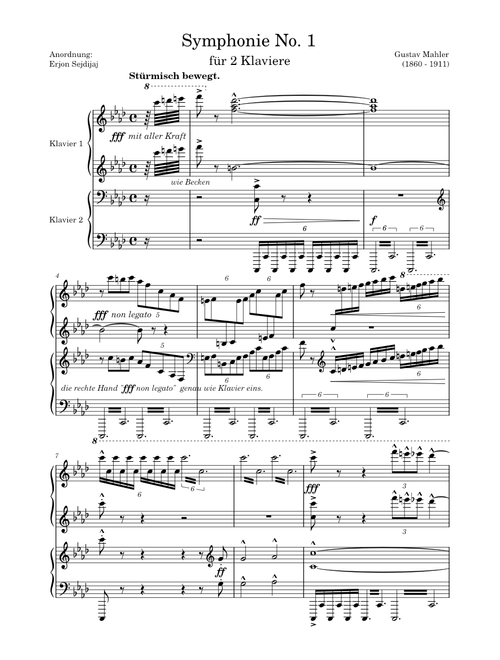 Symphony No. 1 Mvt. 4 - Gustav Mahler - Arrangement for 2 piano's (first 3 minutes only)