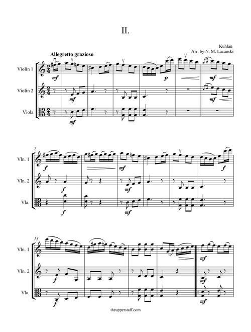 Sonatina Op. 55 #3 Movement II (Arr. Nick Lacanski) - Kuhlau, Fredrich (String Ensemble)