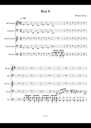 Play Official version of Beat it Sheet Music by Michael Jackson for ...