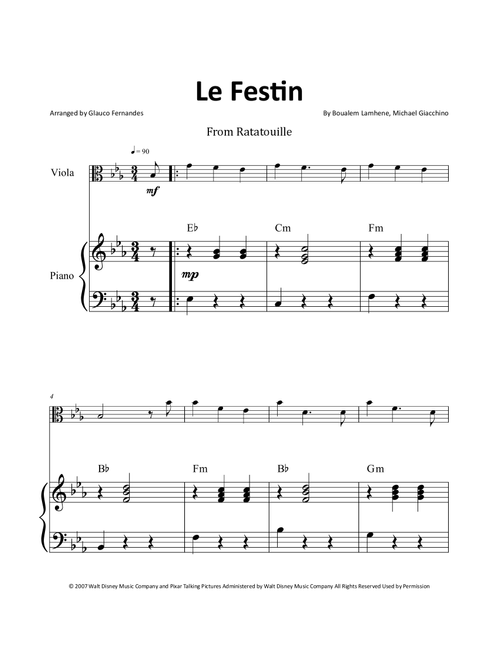 Le Festin (Arr. Glauco Fernandes) - Michael Giacchino, Boualem Lamhene (Viola and Piano)