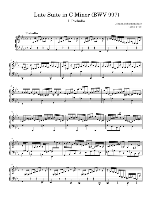 Lute Suite in C Minor (BWV 997): I. Preludio