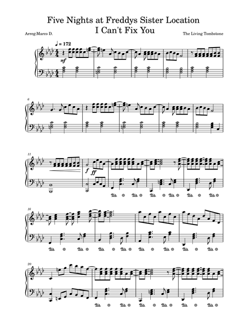 I Can't Fix You (Arr. Marco D.) - The Living Tombstone & Crusher P (Piano Solo)