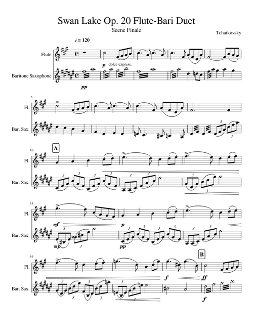Swan Lake Op. 20 Flute-Bari Duet