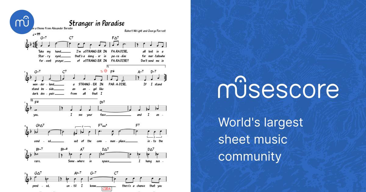 Stranger In Paradise (Lead sheet with lyrics ) Sheet Music with