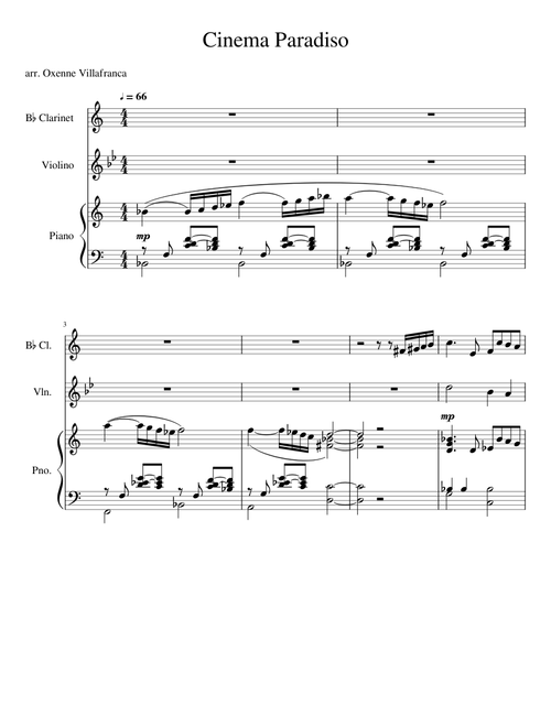 Cinema Paradiso for Clarinet, Violin and Piano