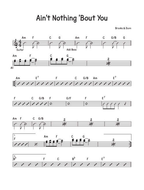 Ain't Nothing 'bout You (Arr. David M Fagnant) - Brooks & Dunn (Piano-Vocal-Guitar)