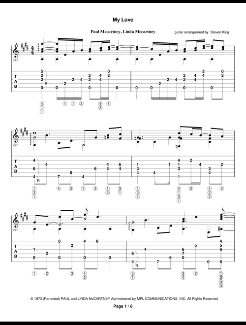 My Love (Arr. Steven King) - Paul Mccartney & Wings (Solo Guitar)