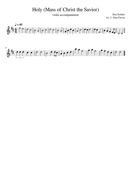 Holy (Mass of Christ the Savior) - violin accompaniment